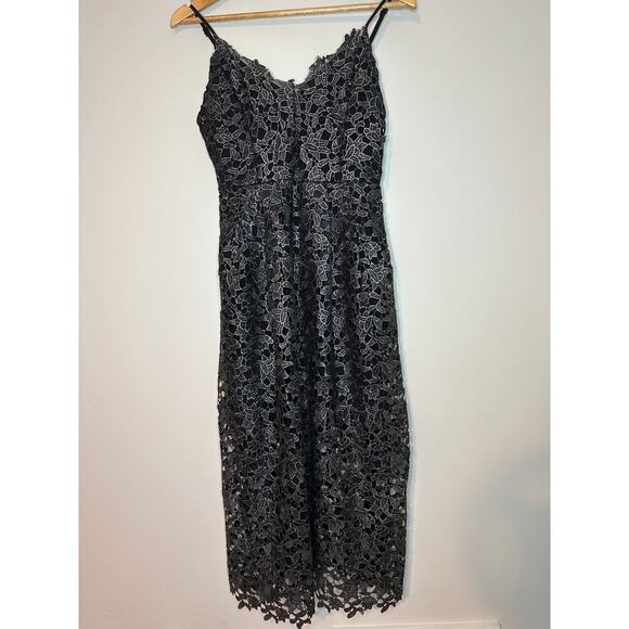 ASTR The Label Black Dress Lace Midi  Style ALD 42049 Size M Holiday Party - Picture 2 of 10